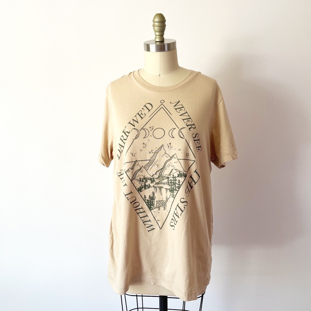 The Bookish Box T-Shirt Tan Twilight Forks Graphic Tee Reader Bookish Large
